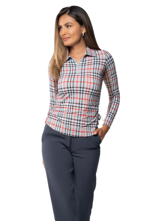 Judith Print Adjustable Length Long Sleeve Polo – 48934
